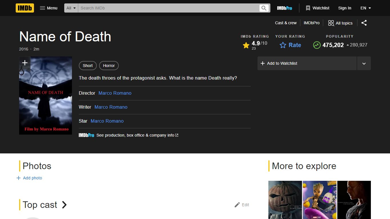 Name of Death (Short 2016) - IMDb